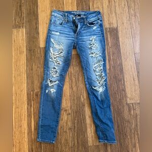 American eagle super stretch distressed leggings